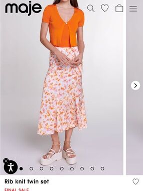 Maje orange rib knit twin set retail for $305
